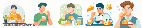 vector character eating cheese