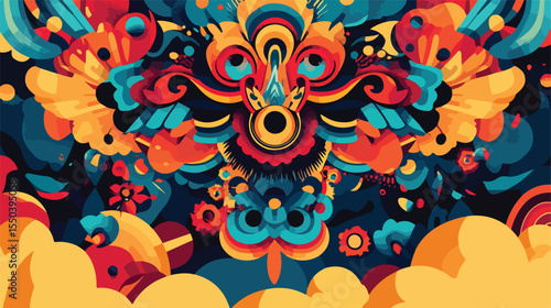 Fun Fair Carnival Flat Vector Illustration Center