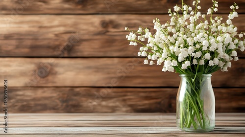 Wallpaper Mural A beautiful arrangement of delicate white flowers in a glass vase, set against a rustic wooden background, symbolizing purity and simplicity in nature's elegance. Torontodigital.ca