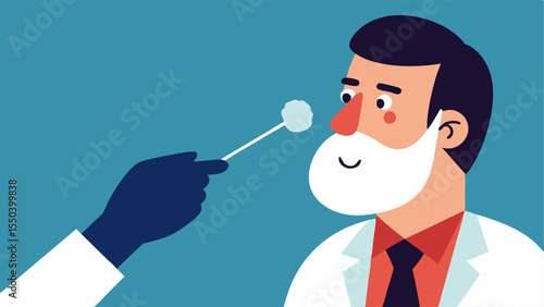Cotton Swab Sampling Closeup of a scientist using a cotton swab to take a sample from a suspects skin with a focus on the careful technique.