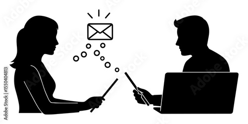 vector illustration of people communicating via smartphones