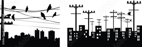 City Birds on Electric Wires
