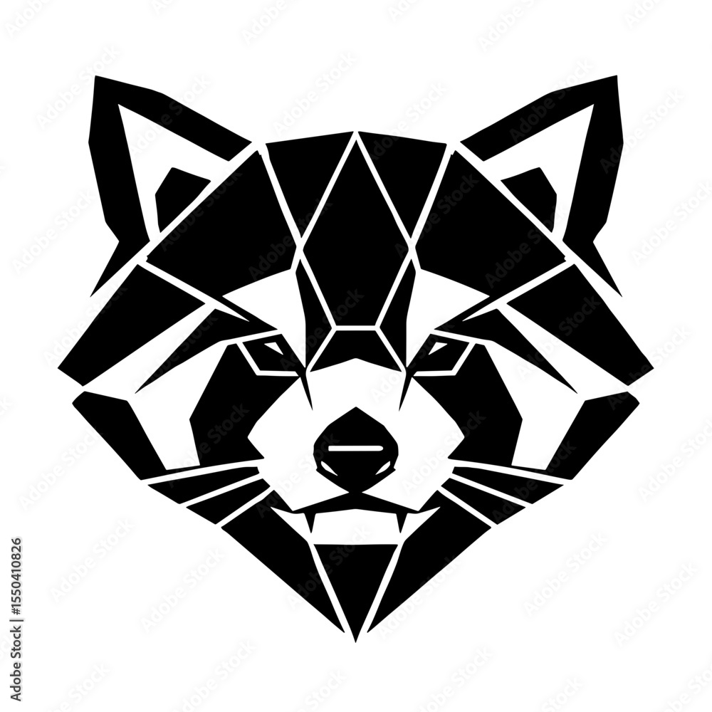 A Geometric Red Panda Silhouette with Bold Lines and Striking Aesthetic, A Creative representation of animal portrait. A Geometric Red Panda Silhouette with Bold Lines and Striking Aesthetic, A Creative representation of animal portrait.