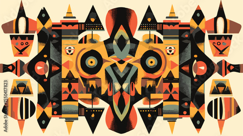 African Culture Abstract Decoration Border in Flat Design