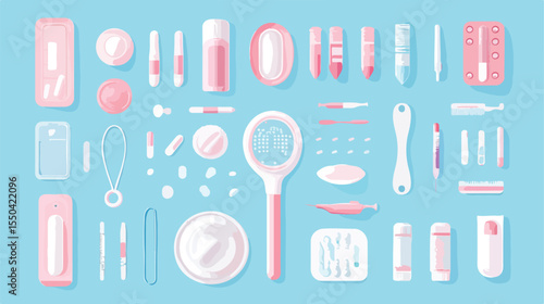 Modern Designs of Contraceptive Methods Flat Vector Illustration