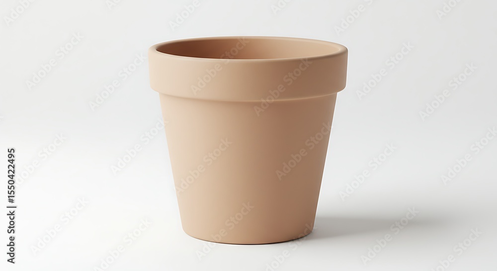 A simple ceramic flower pot with no plant, neutral color, placed upright, isolated on white
A simple ceramic flower pot with no plant, neutral color, placed upright, isolated on white