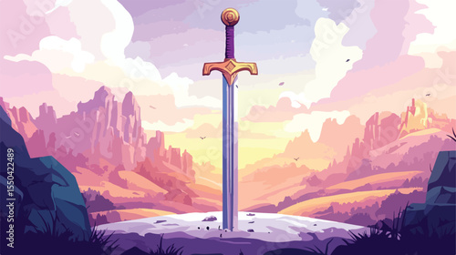 Detailed Medieval Sword on White Background