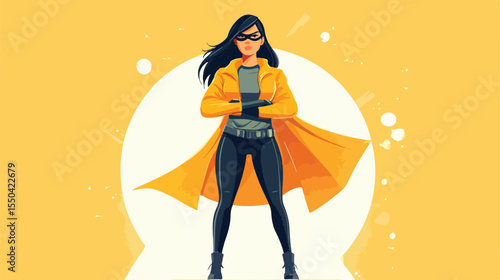Determined Female Superhero Illustration - Flat Design