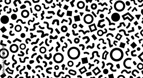 Abstract Geometric Pattern Black and White Memphis Style Vector Illustration