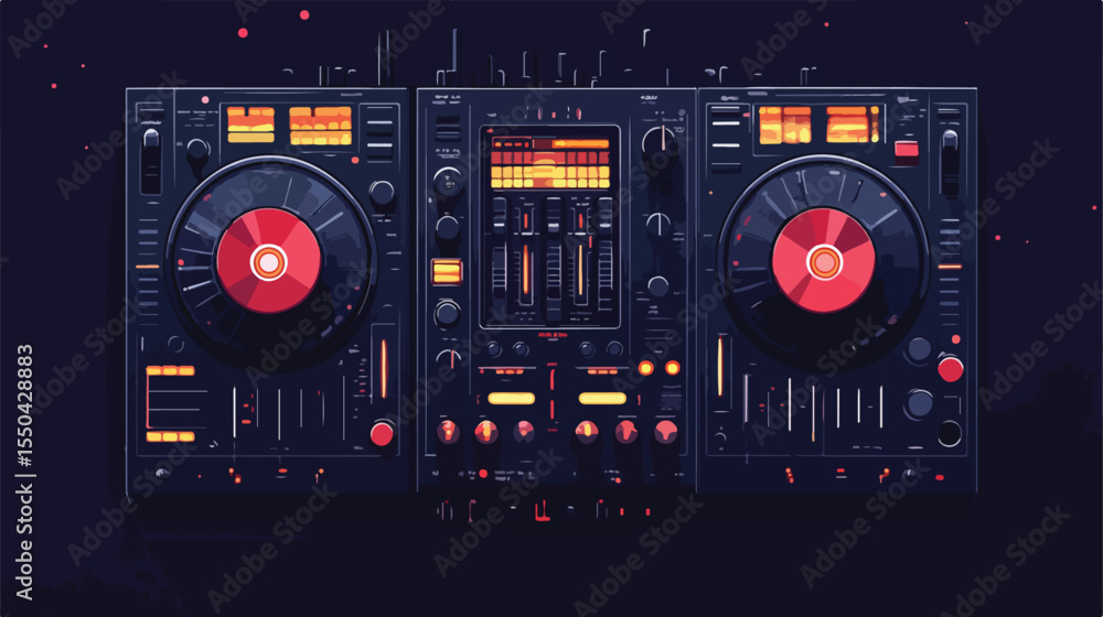 Fototapeta premium Professional Dj Mixer Stereo Isolated Flat Vector Illustration
