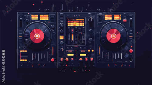 Professional Dj Mixer Stereo Isolated Flat Vector Illustration