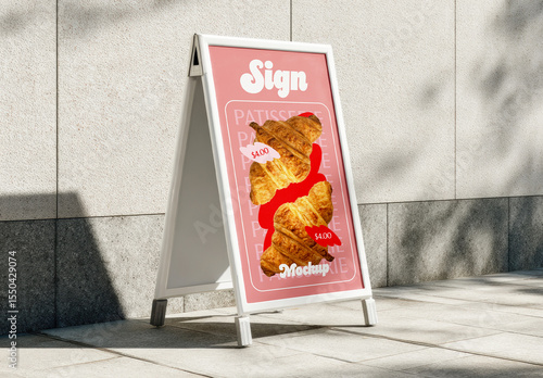 Outdoor A-Frame Sign Mockup on Sidewalk