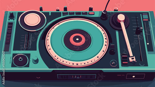 Professional Isolated Music Turntable Vector Illustration