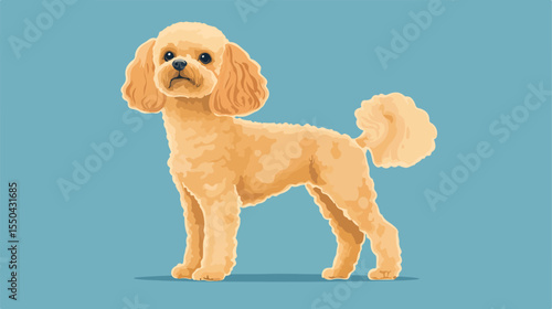 Modern Poodle Dog Design Flat Vector Illustration