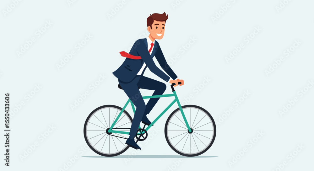 Naklejka premium Businessman Cycling A Healthy and Efficient Commute