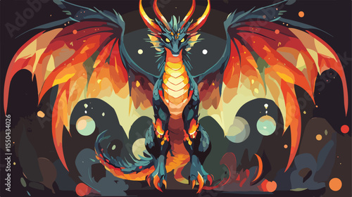Chinese Zodiac Animal Dragon Flat Vector Illustration