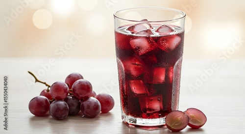 Wallpaper Mural Refreshing Grape Juice with Ice and Fresh Grapes Torontodigital.ca