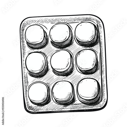Colorful Cartoon Vector of Drug Pills in Plastic Pack