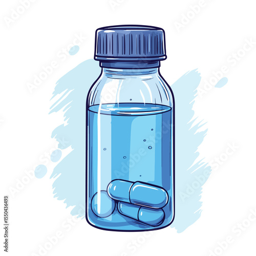 Colorful Cartoon Vector of Drug Plastic Bottle for Medical Illustration