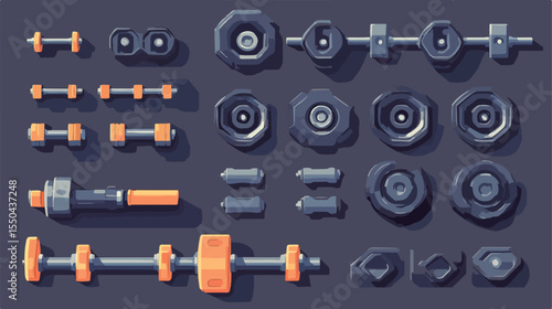 Flat Vector Illustration of Dumbbell Gym Tool