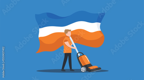 Dutch Flag and Vacuum Character Vector Illustration