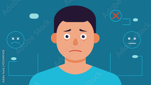 Emotion Display An illustration showing a range of emotions on the suspects face fear anxiety and uncertainty to showcase the psychological pressure of the interrogation.