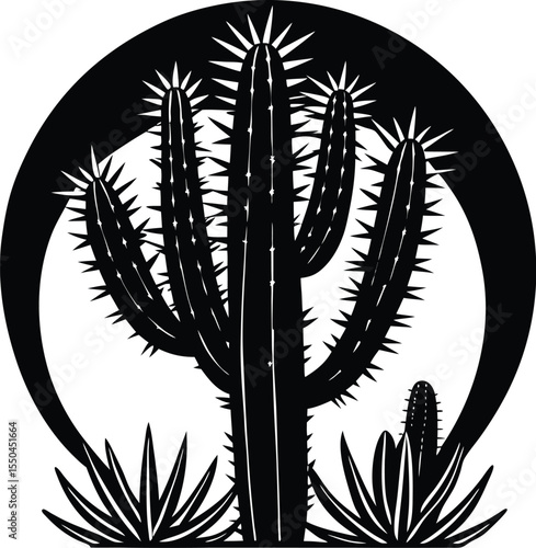 Silhouette of a Cactus Plant