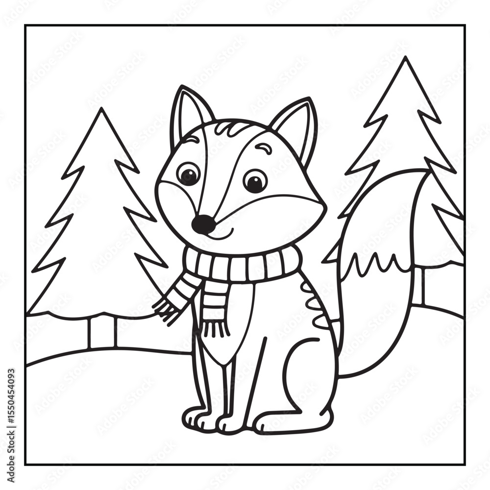 Obraz premium Bold & Easy Cozy winter coloring book pages, line art vector illustration, black and white designs, coloring book for all ages, coloring pages, winter, Whimsical illustration 