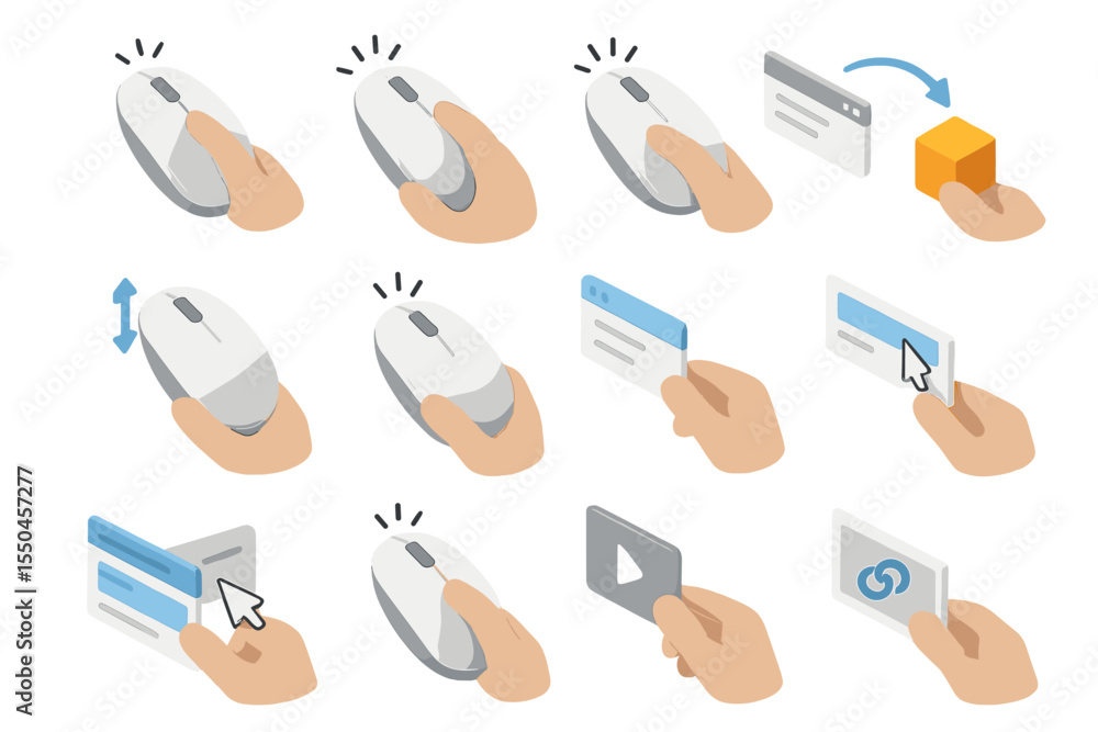Comprehensive Mouse Interaction and Gesture Icon Set Illustration Comprehensive Mouse Interaction and Gesture Icon Set Illustration
