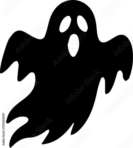 Spooky Silhouette: A simplistic yet evocative graphic, conjuring a sense of eerie, Halloween atmosphere with its minimalist form, featuring an iconic depiction of a floating apparition.
