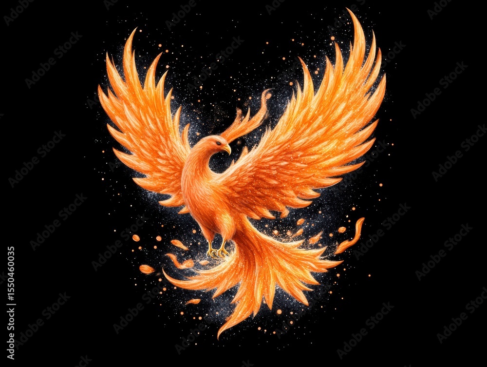Obraz premium Fiery Phoenix in Flight