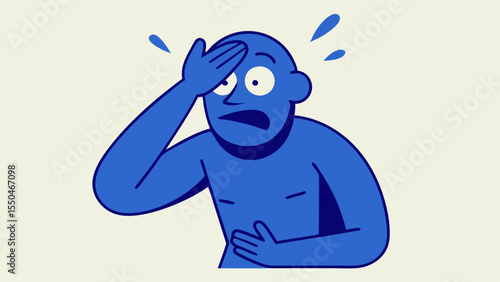 Comic Book Style An illustrated character in a comic book style with bold outlines and dynamic poses is captured midfacepalm. Their body is slightly tilted backward in disbelief