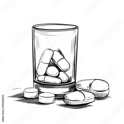 Effervescent Tablet Cartoon Vector and Illustration