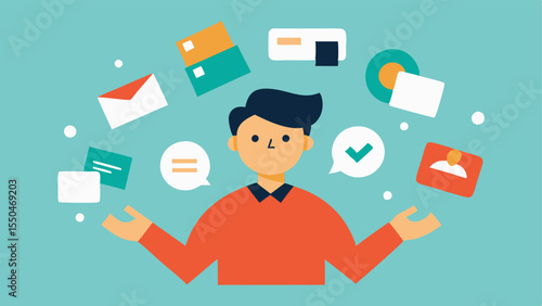 Bubble of Chaos An illustration depicting a worker encased in a humorous bubble of browser tabs floating around them each tab depicting different themes like shopping news and