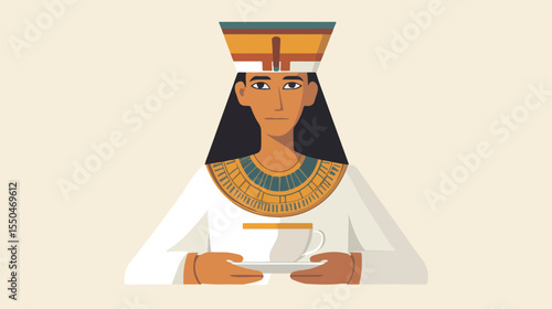 Egyptian Coffee Man Flat Vector Illustration
