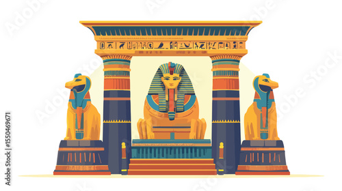 Egyptian Emperor Sarcophagus Flat Vector Illustration