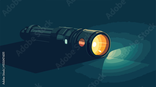 Portable Flat Vector Illustration of Electric Flashlight