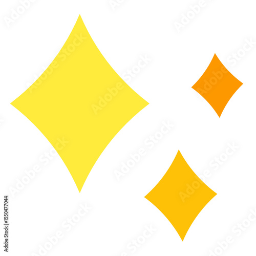 Three sparkling yellow stars icon in flat minimal vector style