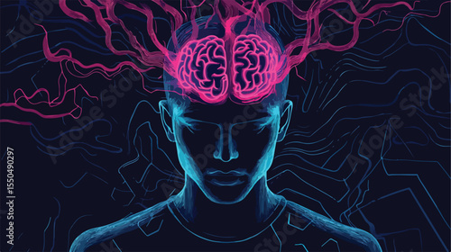 Professional Illustration of a Man with Epilepsy Seizures in Flat Vector Style