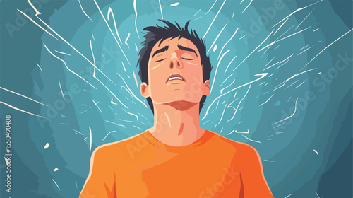 Epilepsy Patient Man Flat Vector Illustration
