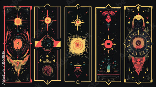 Esoteric Tarot Cards Flat Vector Illustration