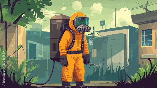 Professional Pest Control Cartoon Vector Illustration