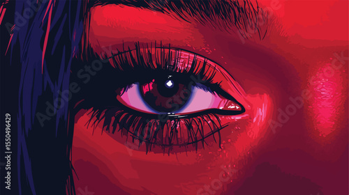 Professional Eye Vision of Girl with Optic Eyelashes