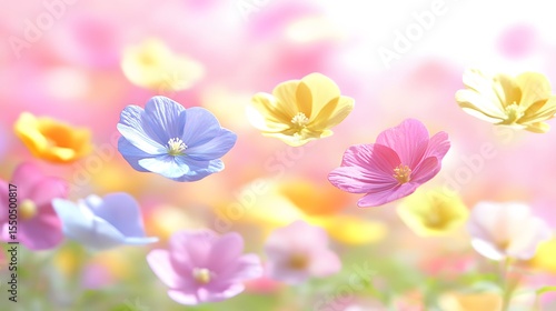 Pastel Flower Meadow Dreamy Spring Floral Background