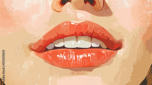 Feminine Hand-drawn Mouth Element in Flat Vector Illustration