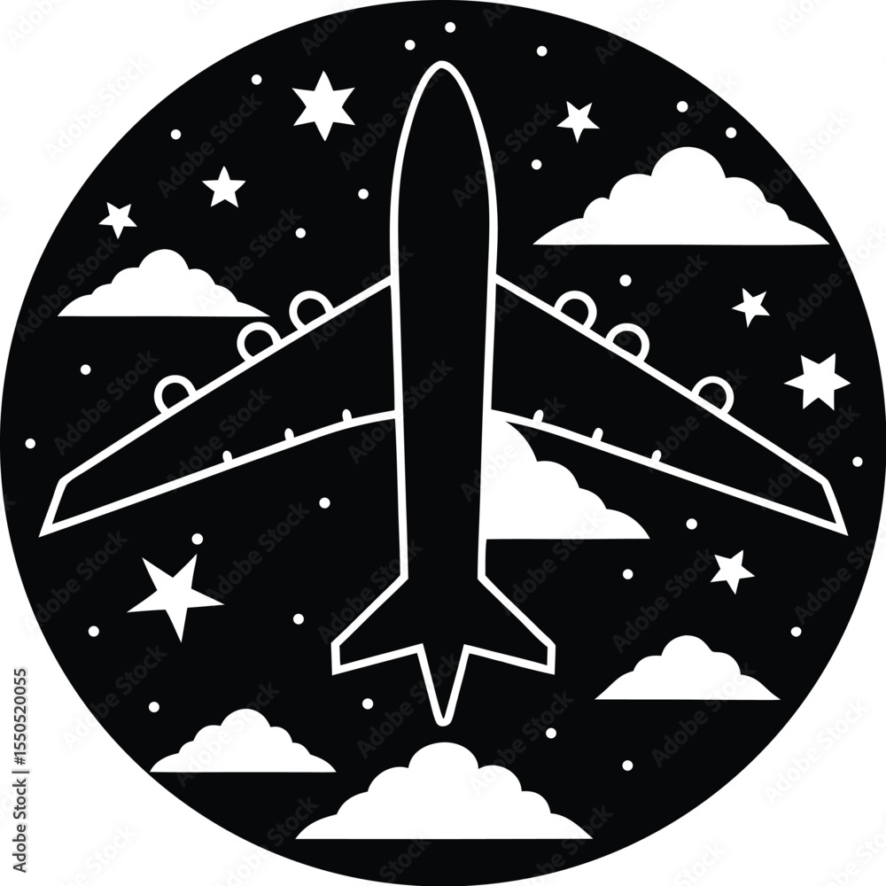 Fototapeta premium Airplane in Sky Silhouette