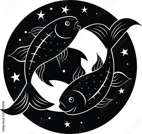 Pisces Zodiac Symbol Silhouette