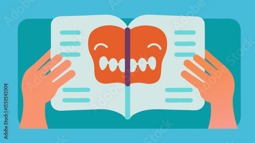 CloseUp of Dental Records A closeup illustration features a pair of hands holding a dental record booklet open with visible dental xrays and notes highlighted.
