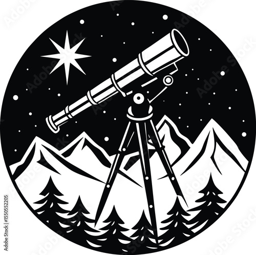 Silhouette of a Telescope on Mountain