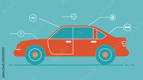Car Specifications A simplified vector image of a car with labeled parts door trunk window highlighting where the dusting is taking place.